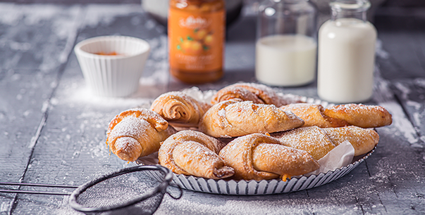 Breakfast croissants with fruit spread