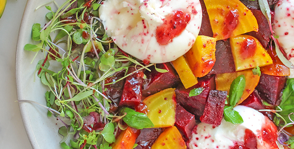 Beet & Burrata Salad with Raspberry Balsamic Dressing