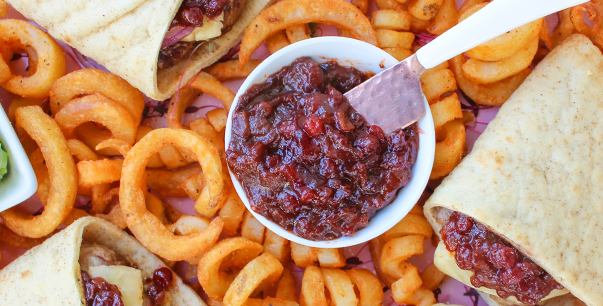 Smoked Cheddar Sliders with Spiced Lingonberry Ketchup