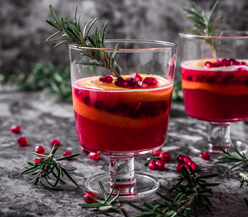 Elderflower and orange juice with pomegranate