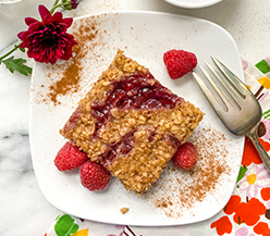 Almond Butter & Raspberry Baked Oatmeal