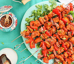 Raspberry Chipotle Chicken Kebabs